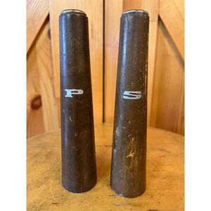 Vtg Danish Modern Wood Salt Pepper Shaker Set Tall Tapered Mid Century Modern (6